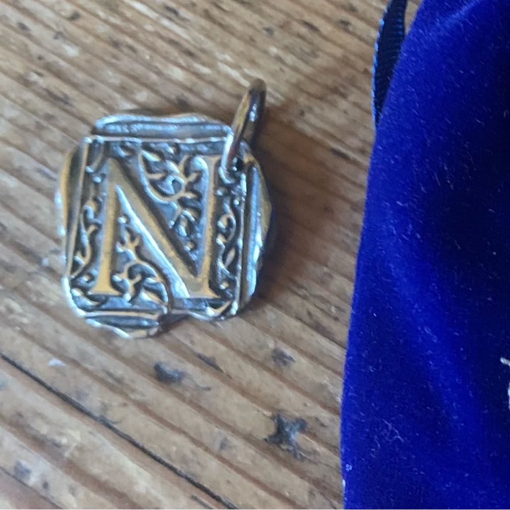 Waxing Poetic Sterling Silver Square Insignia “N” Charm